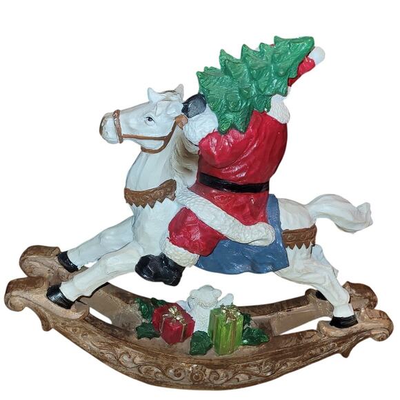 Vintage Transpac  Resin Santa Rocking Horse - Picture 5 of 13